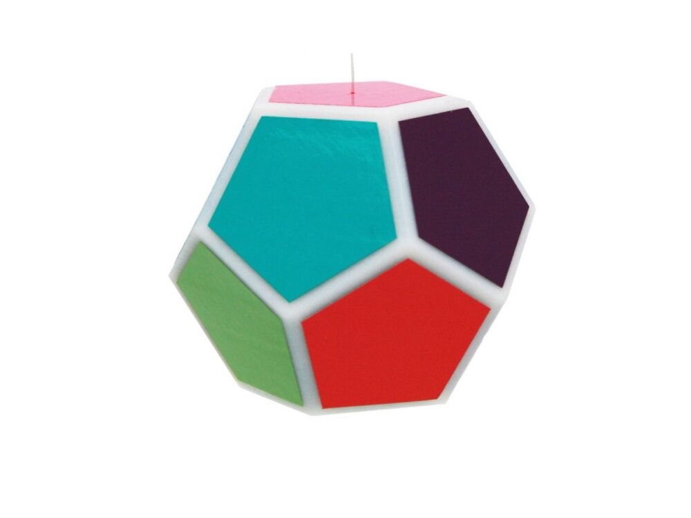 Dodécaèdre en couleur sur son socle